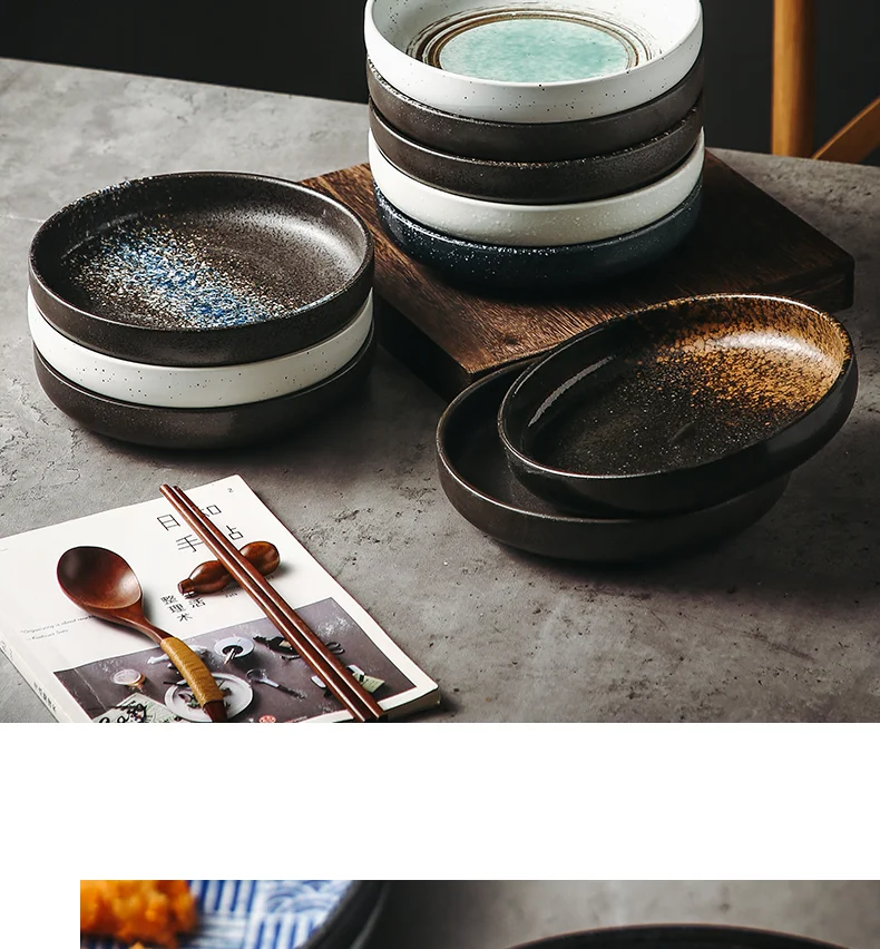 Japanese-style ceramic dinner plate, creative for noodles with soy sauce, retro tableware for home, perfect for everyday — photo 22