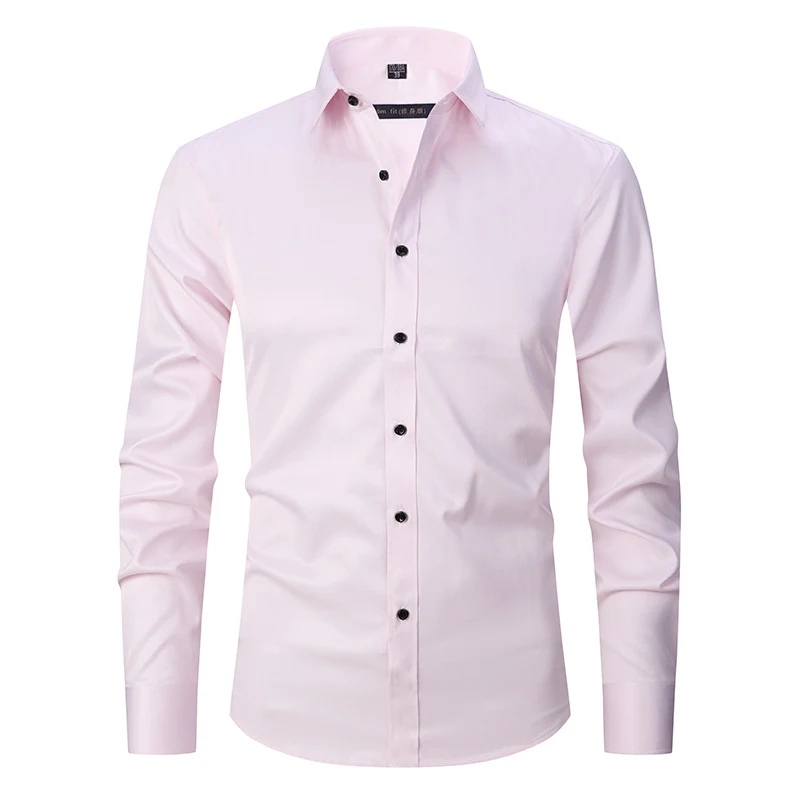 Title 4, Mens Long-sleeved Fashion Shirt Top Slim Solid...