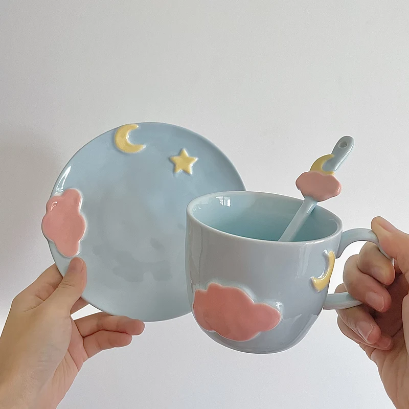 Blue Coffee Ceramic Cup And Saucer Wedding Ceremony Enjoy coffee elegantly with this beautiful set Ideal for special occ — photo 3