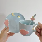 Blue Coffee Ceramic Cup And Saucer Wedding Ceremony Enjoy coffee elegantly with this beautiful set Ideal for special occ — photo 3