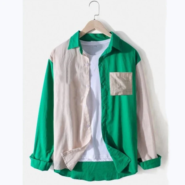 Title 5, Camisa Manga Longa Slim Colorblock Masculina Mo...