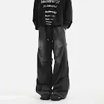 Calças de moletom americanas masculinas, design com pregas, corte reto folgado, lavadas, estilo solto e confortável para o dia a dia. — foto 2