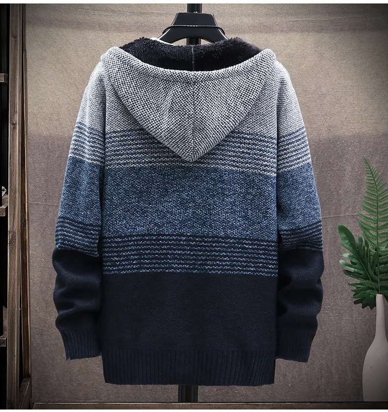 Title 7, Mens Striped Colorblock Casual Hooded Cardigan...