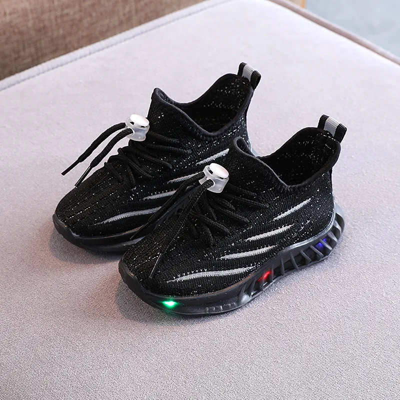 Zapatillas LED Fly-knit para Niñas y Zapatos Casuales para Niños con Suela Blanda y Transpirable, Cómodos. — foto 12