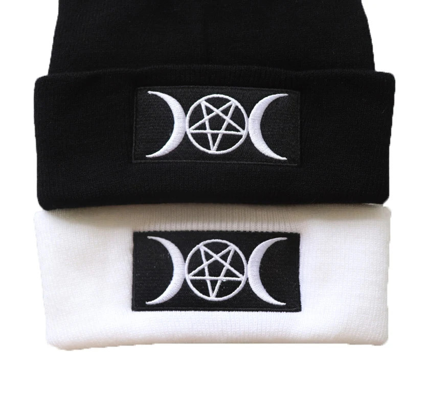 Gorro de malha GOTH bordado, tendência estrela europeia e americana. Ideal para um visual estiloso e confortável, perfeito para o inverno. — foto 2