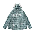 XINGX Letter Embroidered Hooded Plaid Shirt. Experience comfort and casual style in this versatile garment. Perfect for — photo 15
