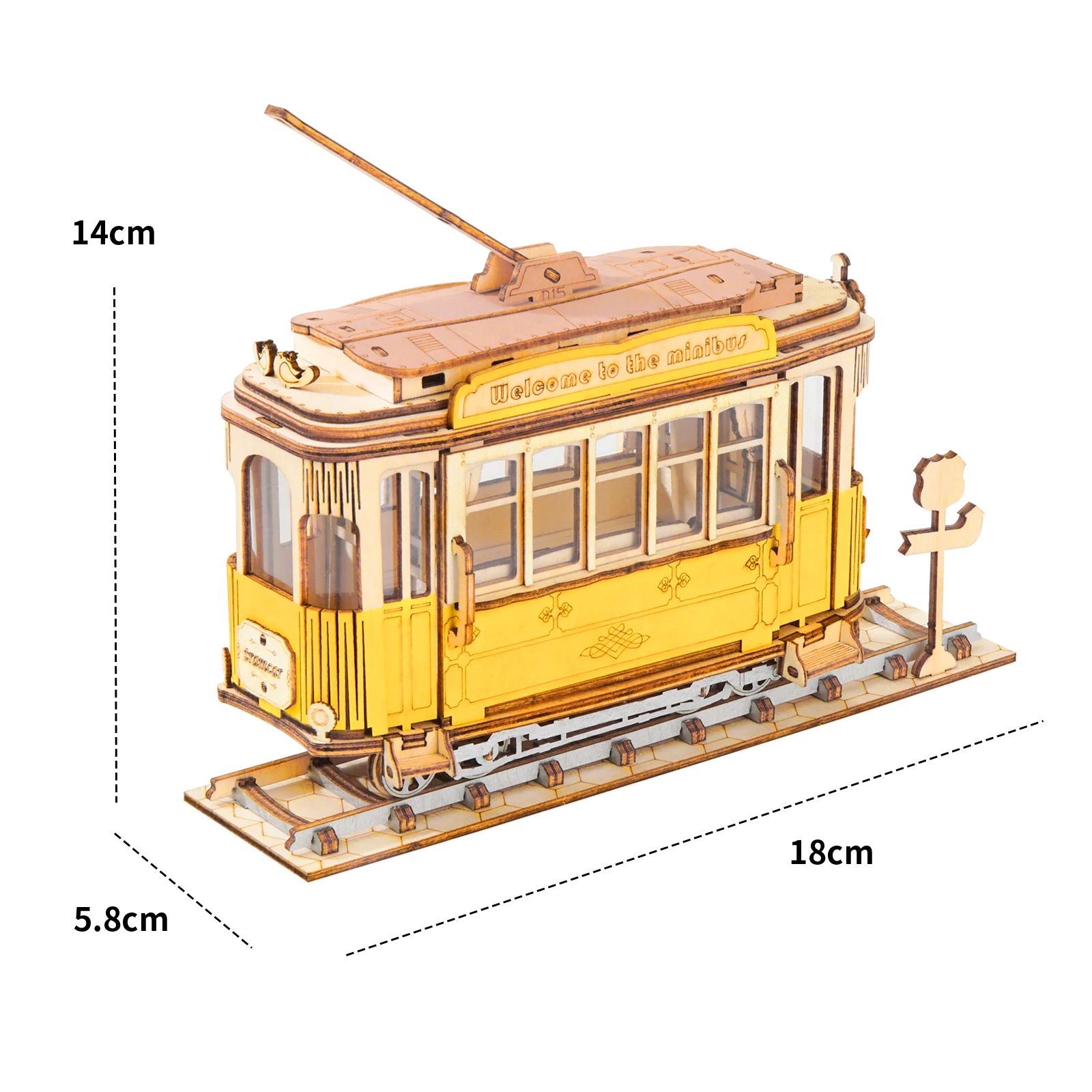Robotime Rolife Tram Vintage Quebra-cabeça 3D de Madeira Brinquedo Presente Natal Aniversário TG505 para Crianças Dropshipping — foto 17