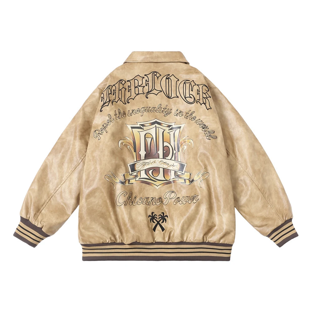 Jaqueta de motocicleta masculina com estampa de letras florais. Combine estilo arrojado e proteção ao pilotar. Conforto ideal para seus passeios. — foto 10