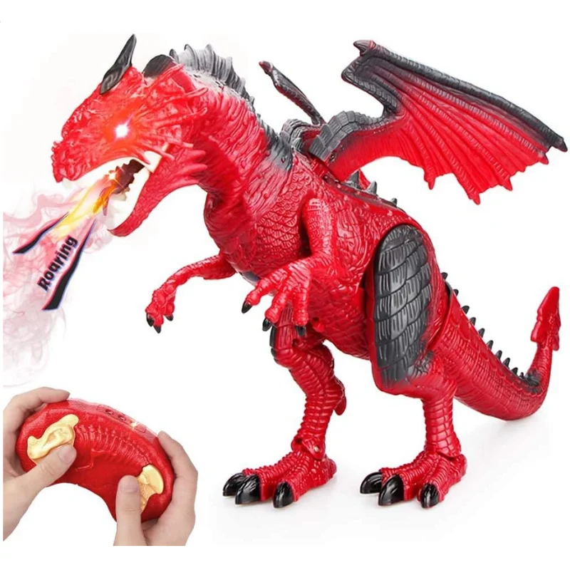Dragão de Fogo/Gelo/T-Rex RC com Spray e Toque – Brinquedo Incrível! Controle remoto, diversão garantida, dinossauros que rugem! — foto 4