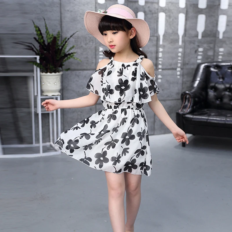 Koreanisches Sling-Kleid für Mädchen, Chiffon-Kleid mit Blumenmuster für Kinder, leicht und atmungsaktiv, perfekt für Sommer und besondere Anlässe. — foto 3