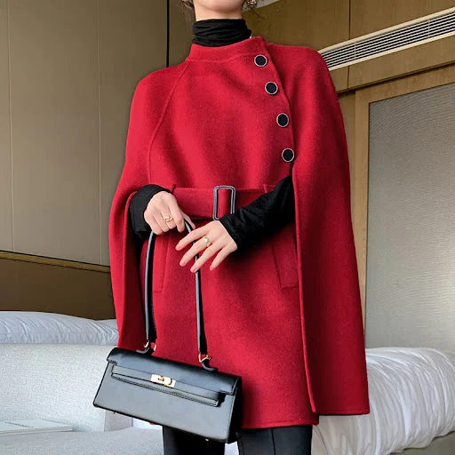 Title 5, Cloak-style Loose Wool Double-faced Woolen Coat