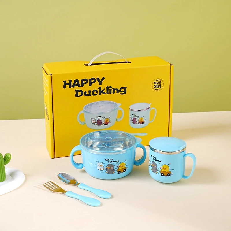 304 Stainless Steel Children's Tableware Set Baby Cute Solid Food Bowl Durable and Safe Utensils for Toddlers — photo 8