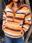 Europäisches und amerikanisches Taschen-Sweatshirt aus Lammwolle mit mehrfarbigen Streifen und Knöpfen — foto 2