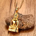 Colar com pingente de Buda em aço inoxidável, serenidade e elegância. Um amuleto de paz para usar sempre. — foto 6