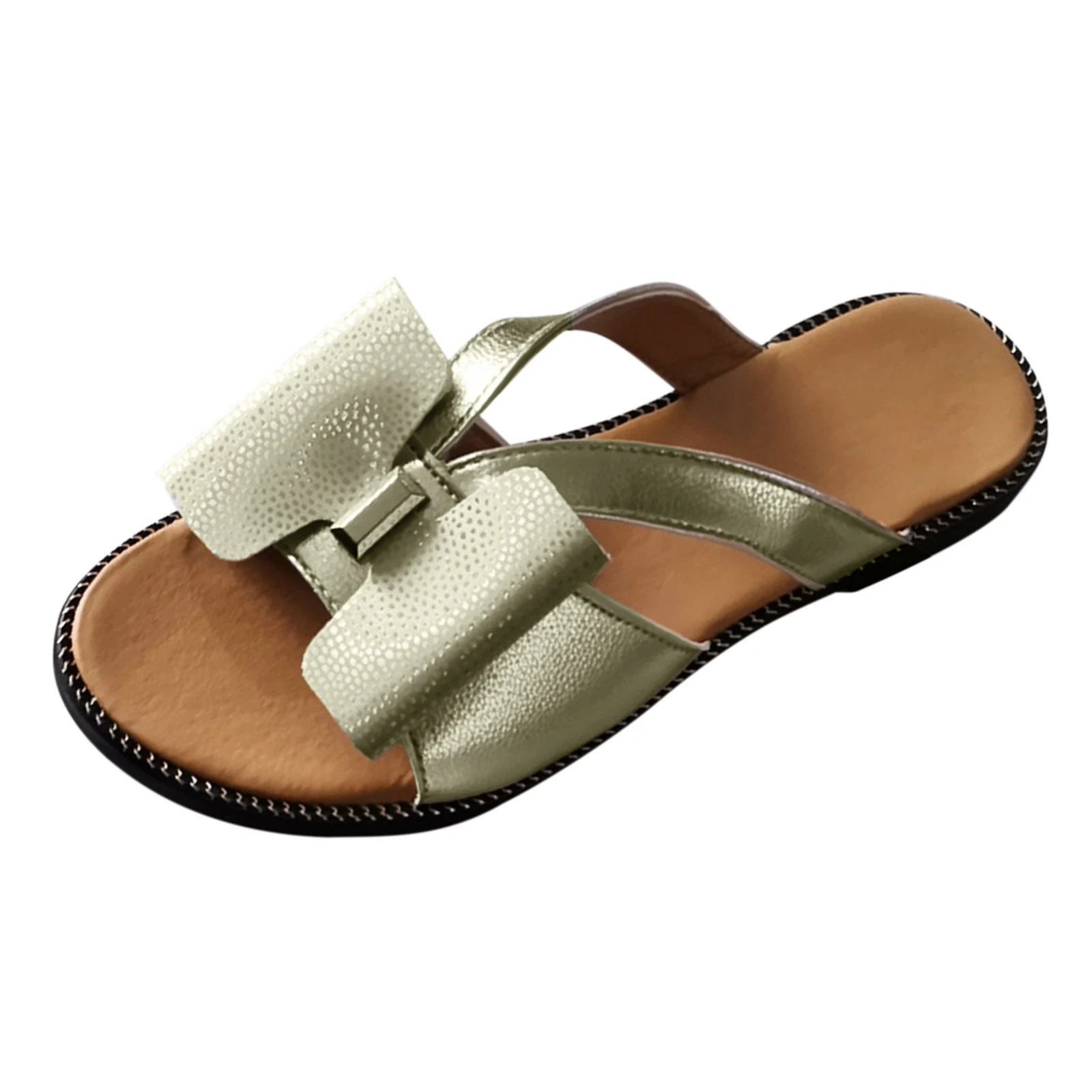 Vrouwen visgraat platte slippers met strik en bloem, comfortabele zomerschoenen voor een casual look, lichtgewicht en modieus. — foto 1