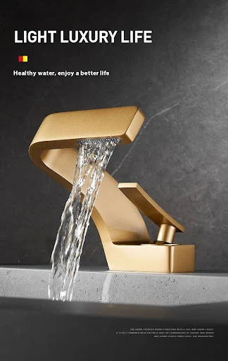 Title 14, Luxury golden copper faucet with creative water...