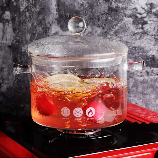 Title 6, Transparent Double Ear Glass Pot for Fire Cooki...