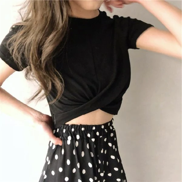Title 6, Koreaanse losse blouse voor studenten, effen zw...