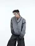 Polka Dot Gradient V-neck Sweater with Metal Embellishments. A stylish and comfortable sweater that adds a touch of eleg — photo 3