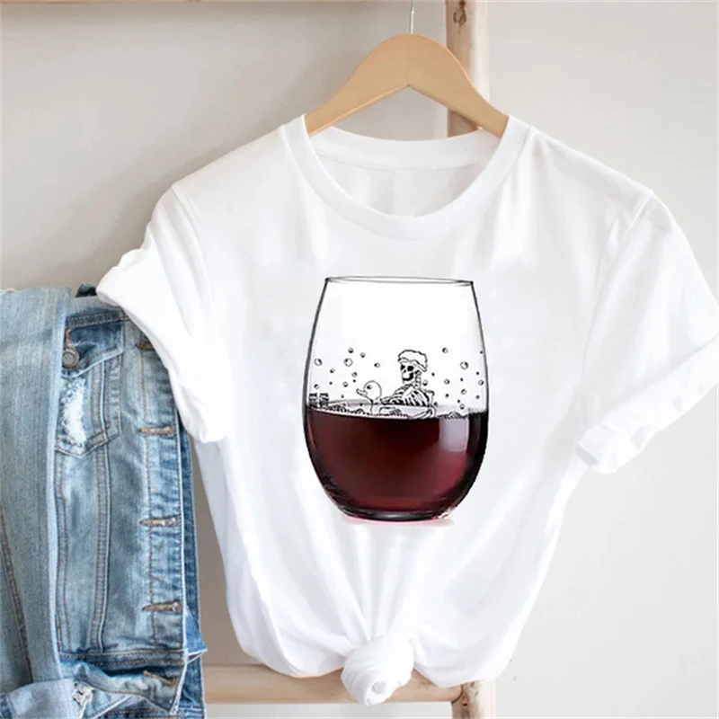 Wine Lady Wine Glass Modal Short-sleeved Parent-child T-shirt. Comfortable and stylish matching shirts for you and your — photo 5