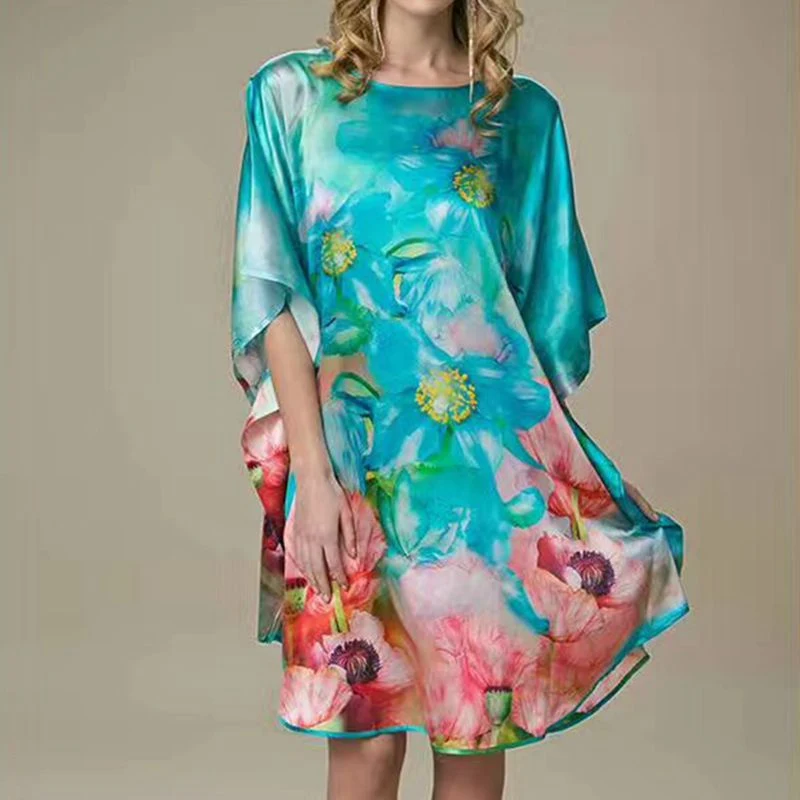 Title 23, Inkjet Bat Shirt Womens Silk Nightdress, new S...