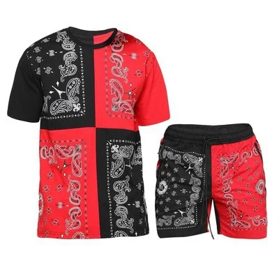 Casual Sports Color Matching Short-sleeved Two-piece Suit featuring Five-point Pants. Comfortable and stylish for everyd — photo 1