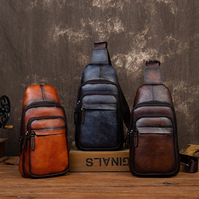 Borsa Messenger Retro Uomo in Vera Pelle Bovina Top Layer Stile Classico e Resistenza per Uomini Moderni Perfetta per Lavoro e Quotidiano Ampia e Confortevole — foto 1