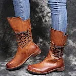 Large size low heel polished women's boots, offering an elegant and comfortable style, perfect for everyday wear and var — photo 3