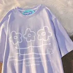 Hand-painted Flower Niche Printed Short-sleeved Women's Round Neck T-shirt — photo 3