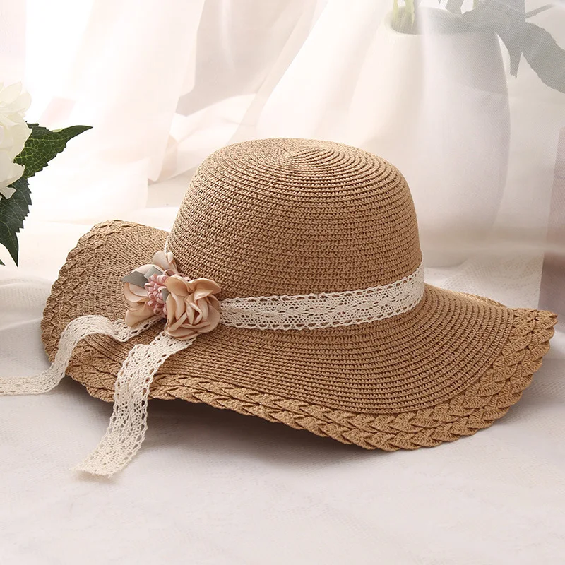 Title 7, Flower Lace Childrens Sunscreen Shade Straw Hat