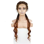 Peruca trançada com lace frontal de fibra sintética – Look natural e elegante sem esforço. Pronta para uso, fácil de colocar e perfeita. — foto 1