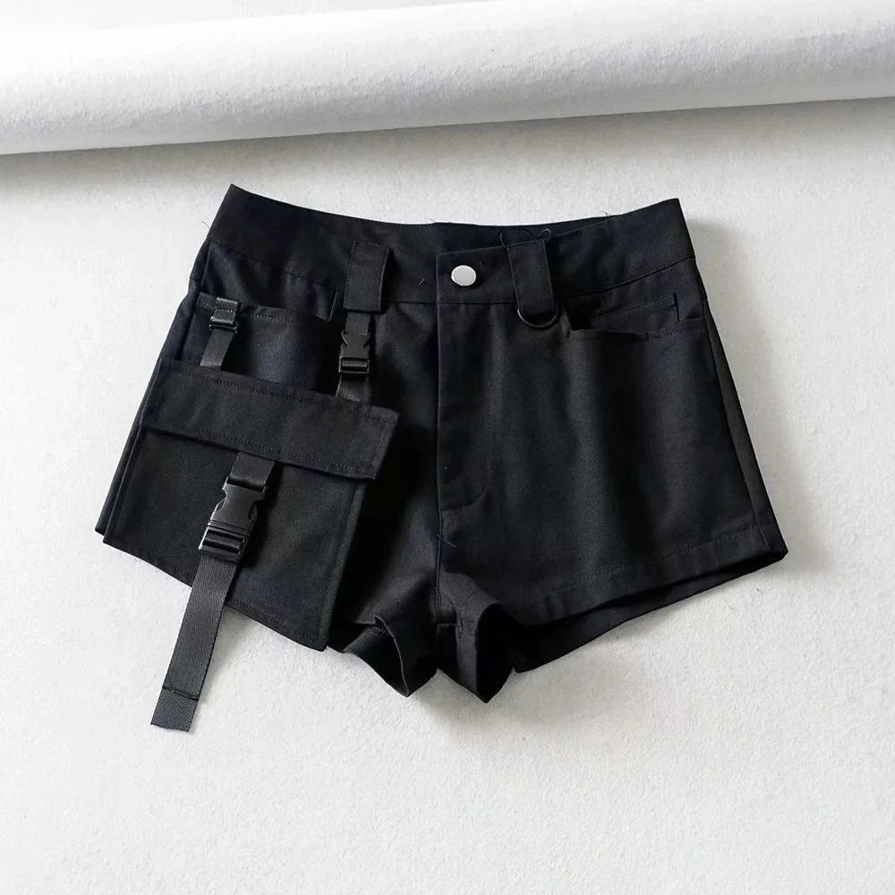 Pantaloncini retro Dark Wind con dettagli effetto attrezzi. Comfort vintage per tutti i giorni. Shorts resistenti e alla moda per ogni attività. — foto 5