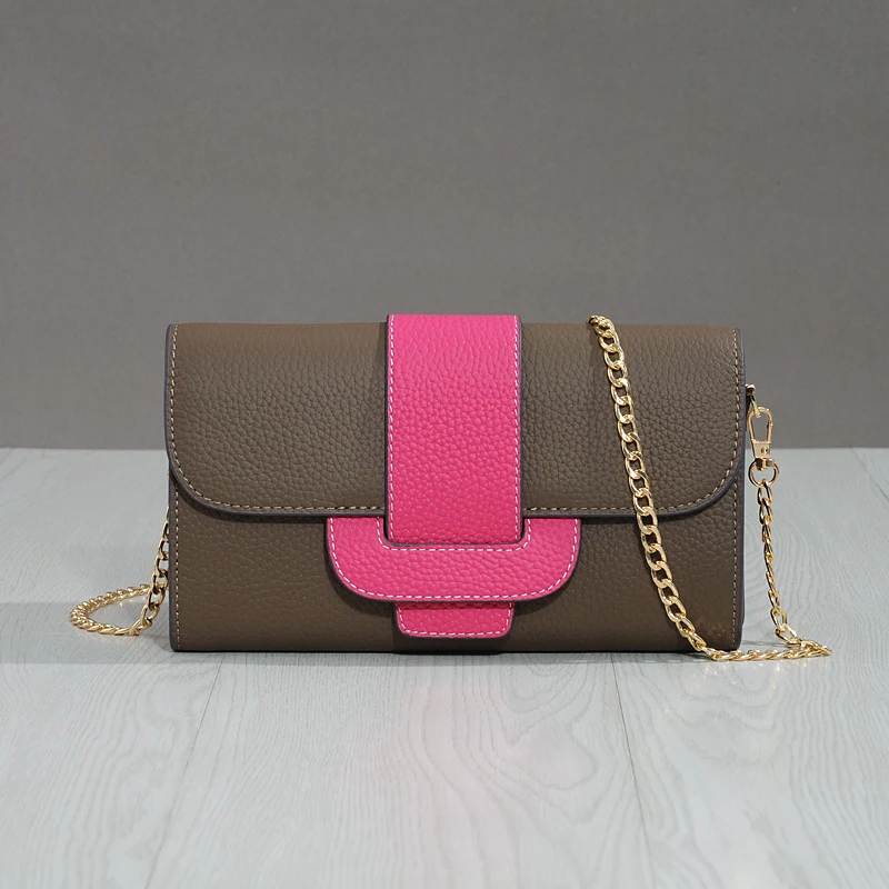 Bolsa de Ombro em Couro Cowhide Padrão Lichia Clutch Diagonal Simples Fashion Elegância para o dia a dia e ocasiões especiais. — foto 2