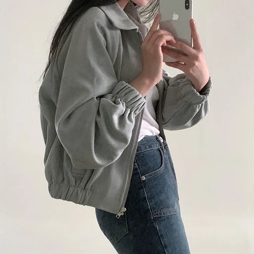 Title 28, Retro Lapel Loose Zip Long Sleeve Short Coat of...