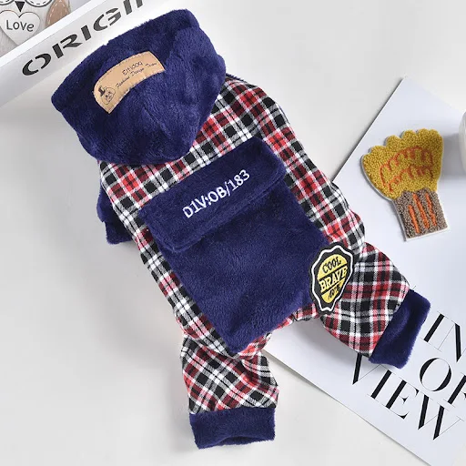 Title 5, Plush Pocket Pet Dog Clothes with Four-Legged P...