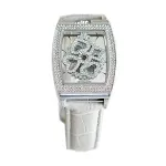 White with silver case