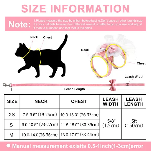 Cute Bowknot Cat Harness Leash Princess Cat Dress Costumes Nylon Kittten Dress Puppy Harness For Chihuahua Teddy Cats Cl — photo 3