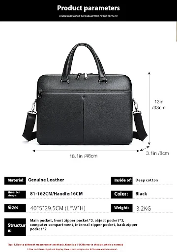 Title 7, Mens Handbag Horizontal Briefcase Large Capaci...