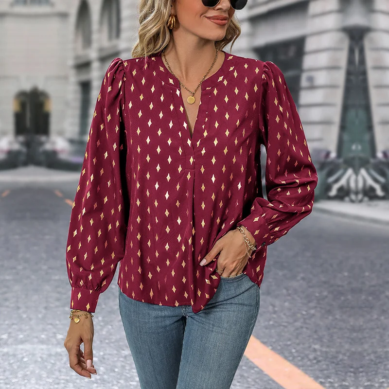 Women's Fashion Casual Long Sleeve Commuter Bronzing Shirt, Perfect for Work or Everyday Wear, Comfortable and Stylish, — photo 13