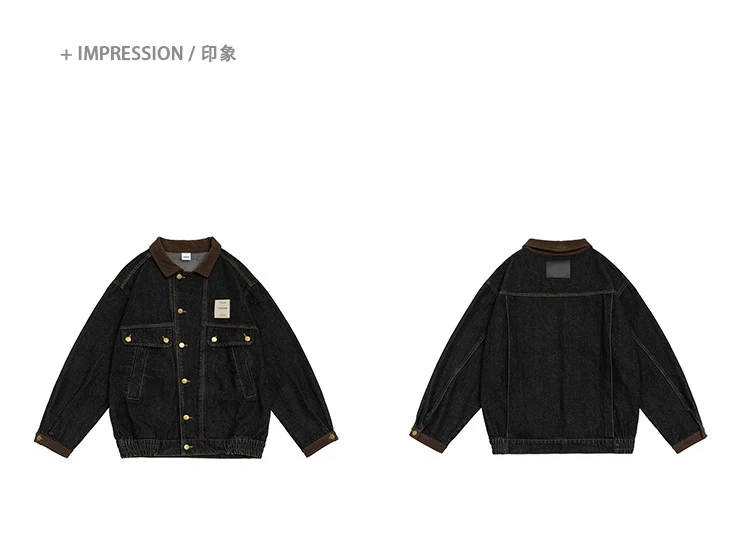 Title 14, Color Stitching Turnover Neck Profile Pocket De...