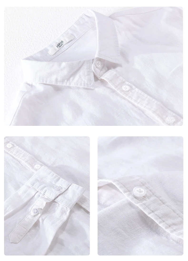 Title 23, Camisa masculina de algodão e linho branca, man...