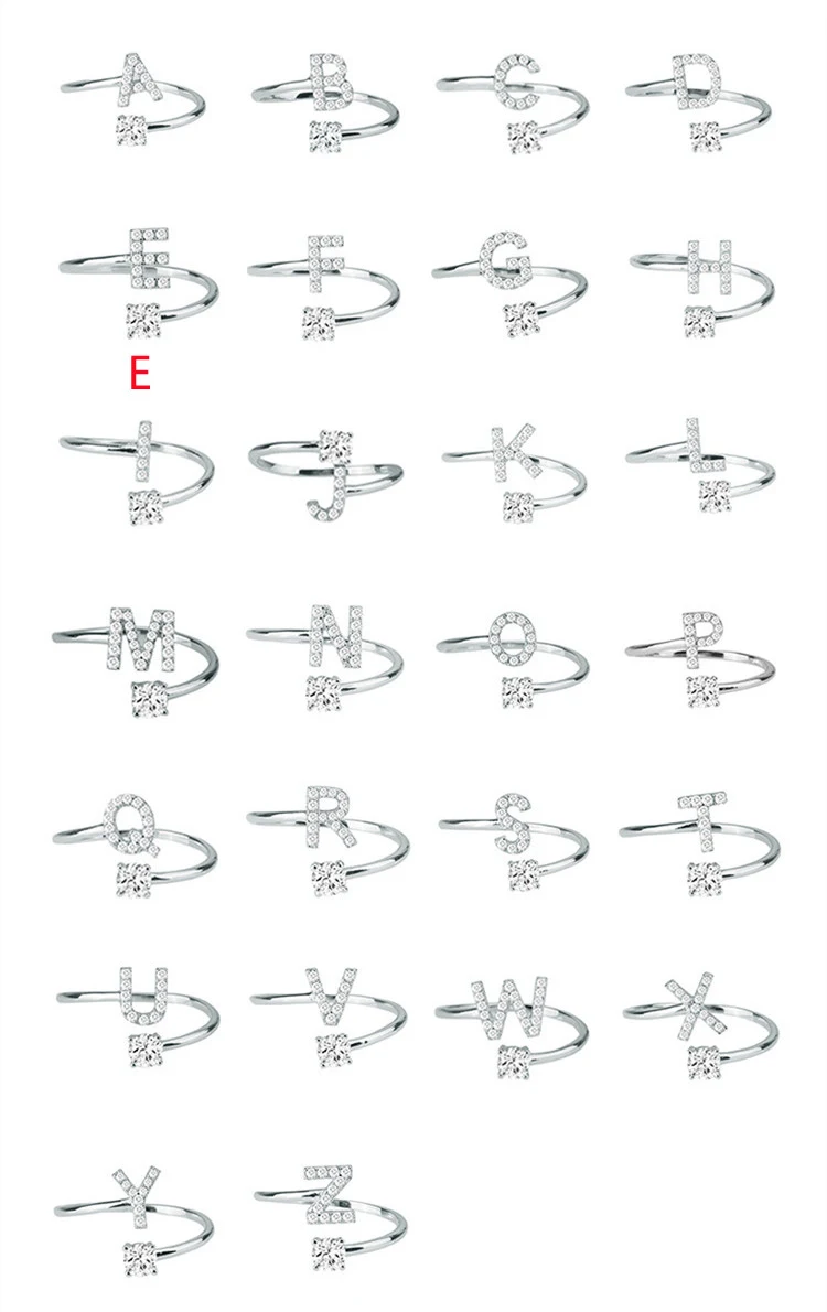 Anel de Letras Chic Feminino Ajustável Personalizado Simples Moda Anéis Jóias Elegante Acessório. — foto 26