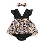 Macacão floral com babados para bebê recém-nascido, 2 peças, faixa de cabeça, vestido de verão, 0-24 meses, conforto e estilo — foto 1