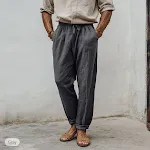 Men's Sports Trousers with Drawstring, Elastic Waist, Straight Leg, Solid Color, providing comfort and flexibility for a — photo 4
