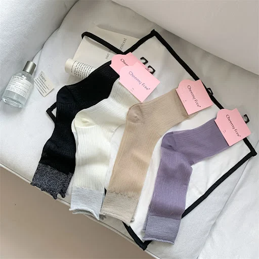 Title 18, Thin Dark Pattern Mid-calf Length Loose Socks K...