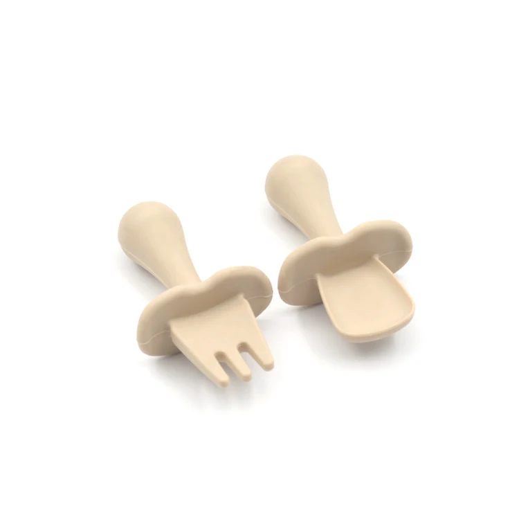 Title 6, Baby Spoon and Fork Set with Short Handle, Sili...