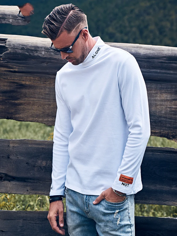 Title 1, Mens Long-sleeved T-shirt with Velvet Half Hig...