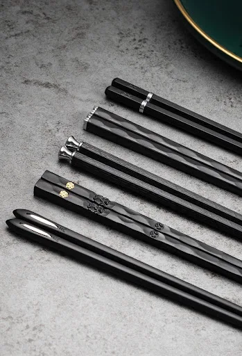 Title 2, Light Luxury Alloy Chopsticks for Household Use...