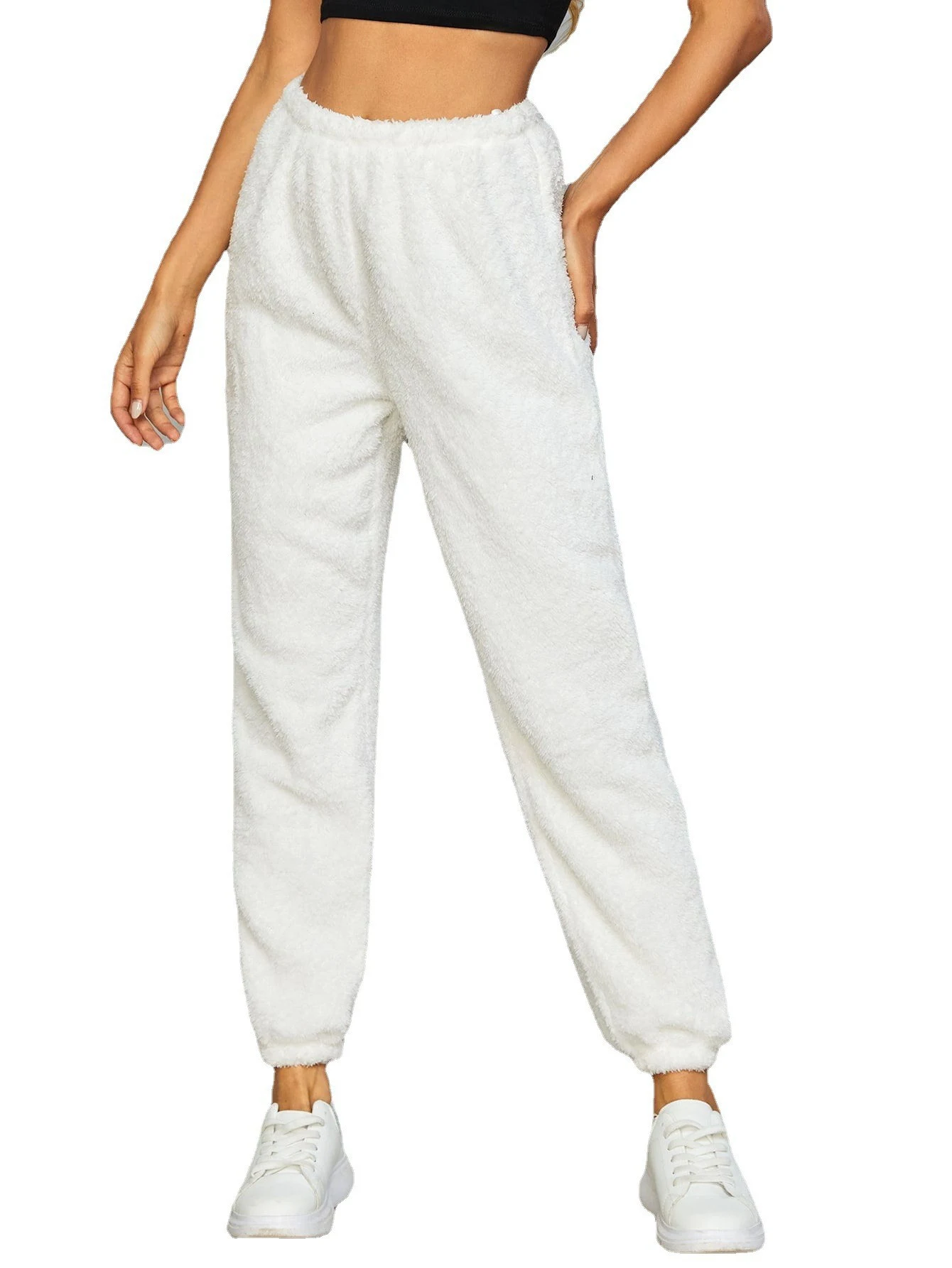 Title 3, Womens Solid Colored Plush Casual Pants with L...