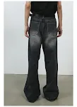 Calças jeans masculinas Personality Denim, pernas largas, lavadas e folgadas, estilo wide-leg, perfeitas para um visual moderno e confortável. — foto 1